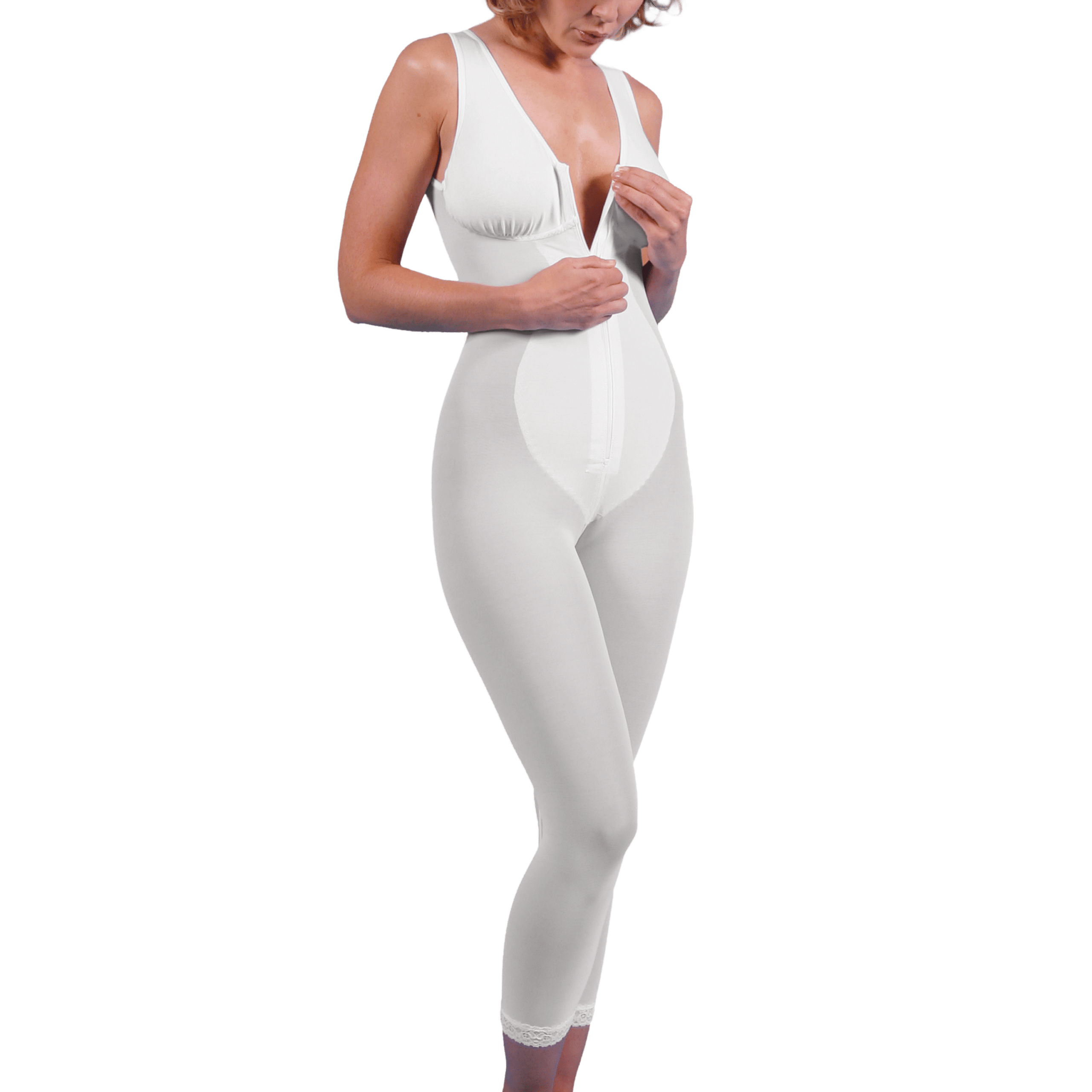 Zippered Below-Knee High-Back Girdle with Bra - Design Veronique